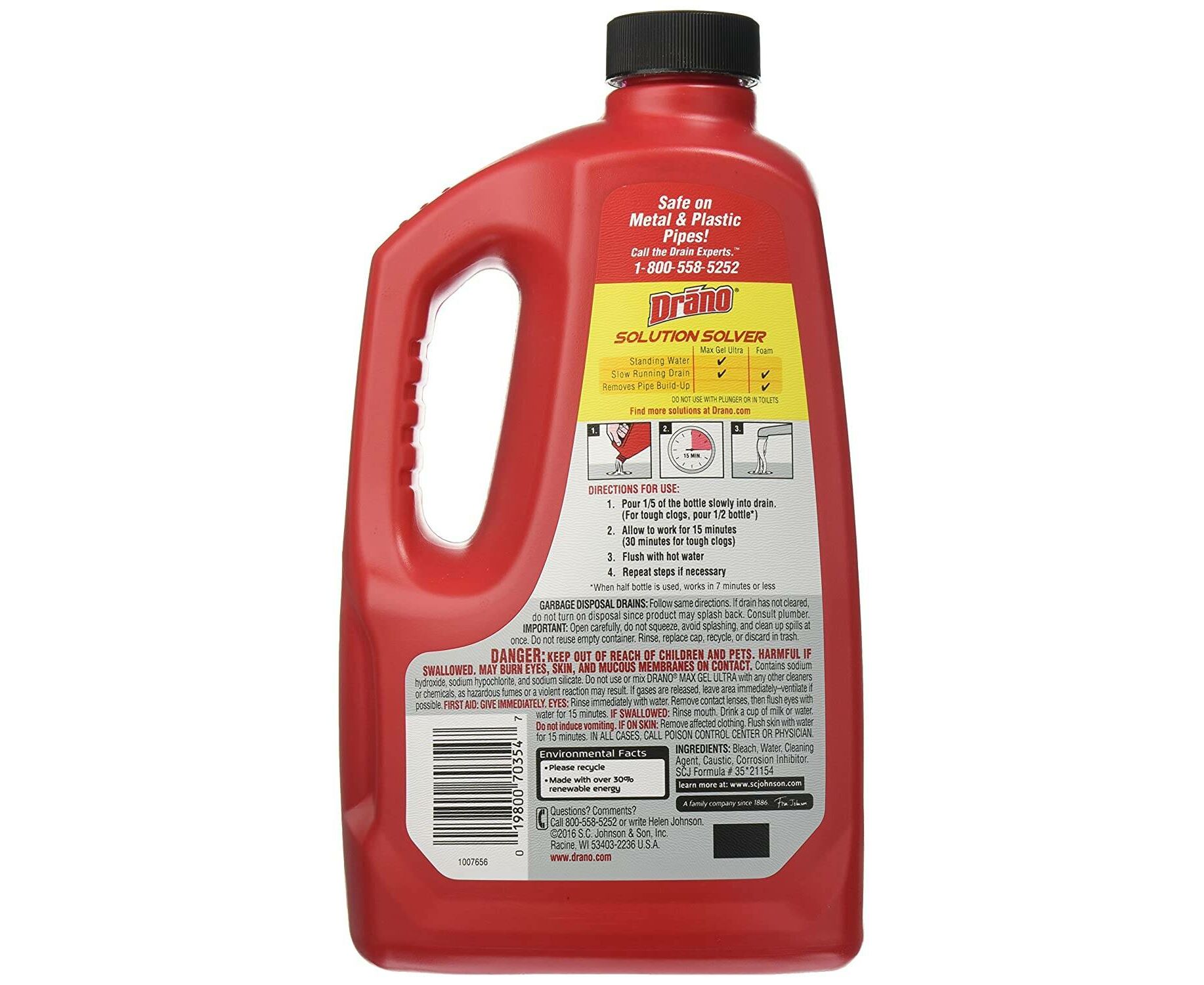Desentupidor em gel, Drano Max Gel Ultra, 2.3L