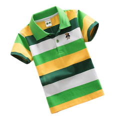 T-Shirt Polo infantil Listrada - Verde e Amarelo