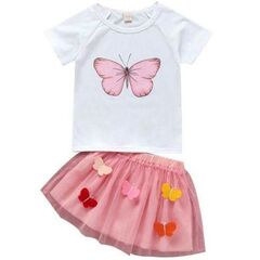 Conjunto Infantil Feminino cor de Rosa - Blusa & Saia