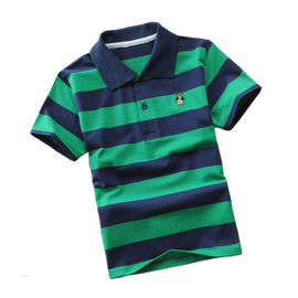 T-Shirt Polo infantil Listrada -  Azul escuro e Verde