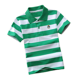T-Shirt Polo infantil Listrada -  Verde e Branco